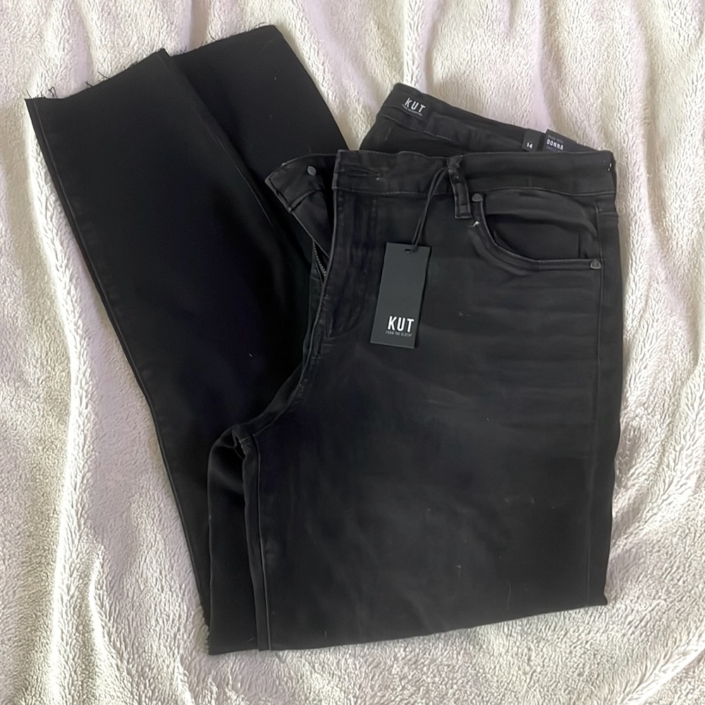 Kut from the Kloth High Rise Donna Skinny with raw edge hem